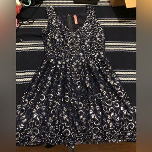 Blue and silver lace dress
